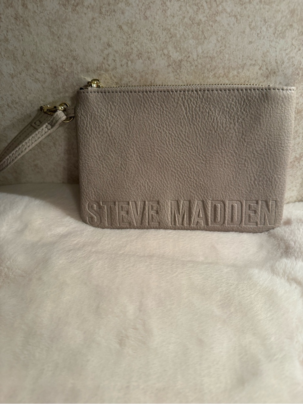 Steve Madden Taupe Embossed Leather Wristlet